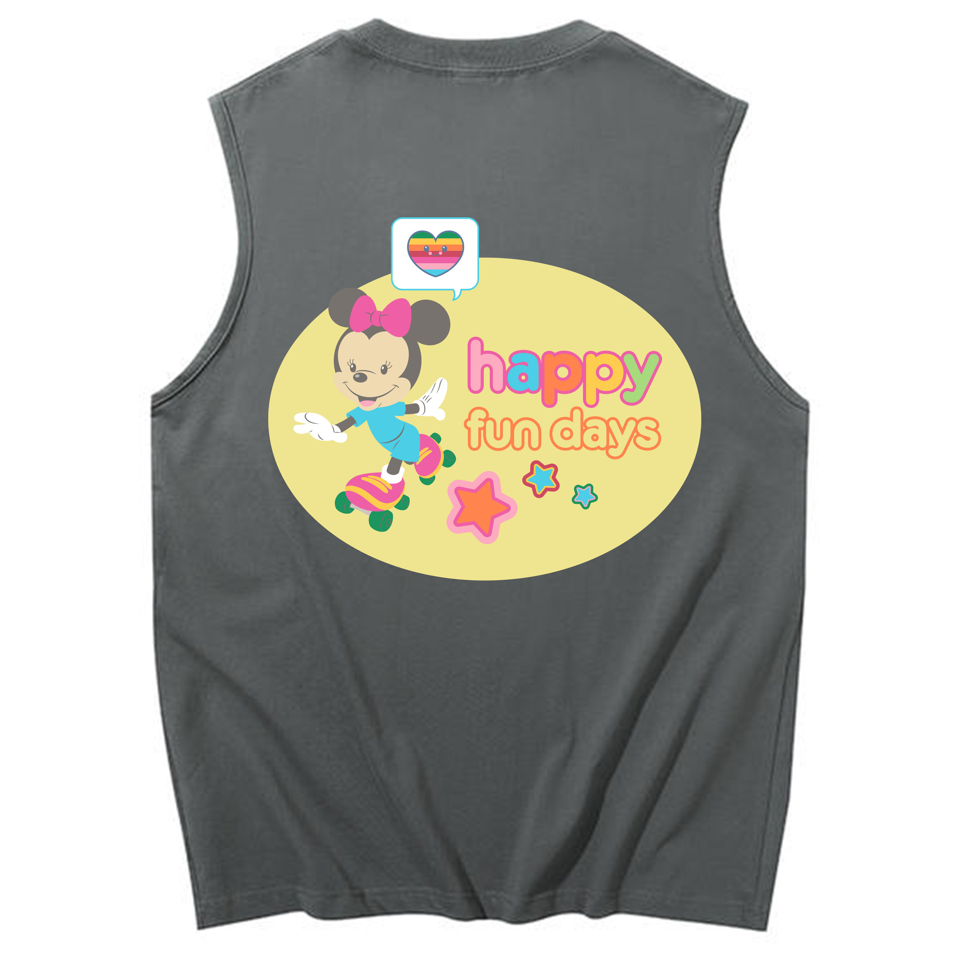 ミッキーマウス Mickey Mouse コットン100％タンクトップ（背面プリント）